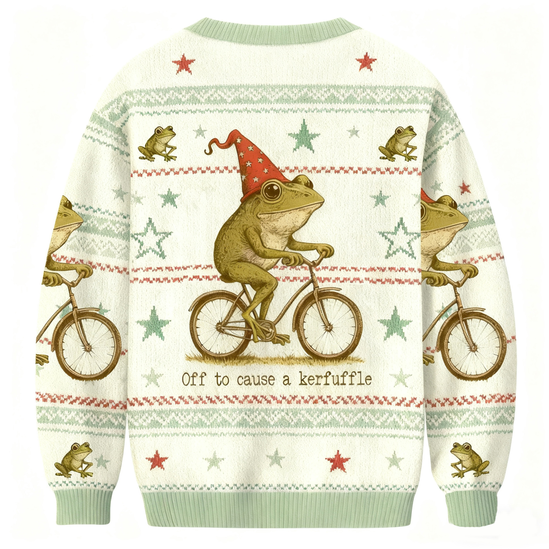 Off To Cause A Kerfuffle Funny Frog Christmas Ugly Sweatshirt