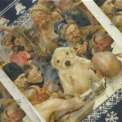 Puppy In The Middle Of A Medieval Group Scene Ugly Sweatshirt