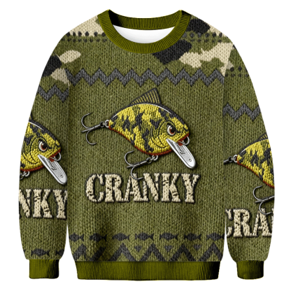 Baddiecat Cranky Fish Christmas Ugly Sweatshirt