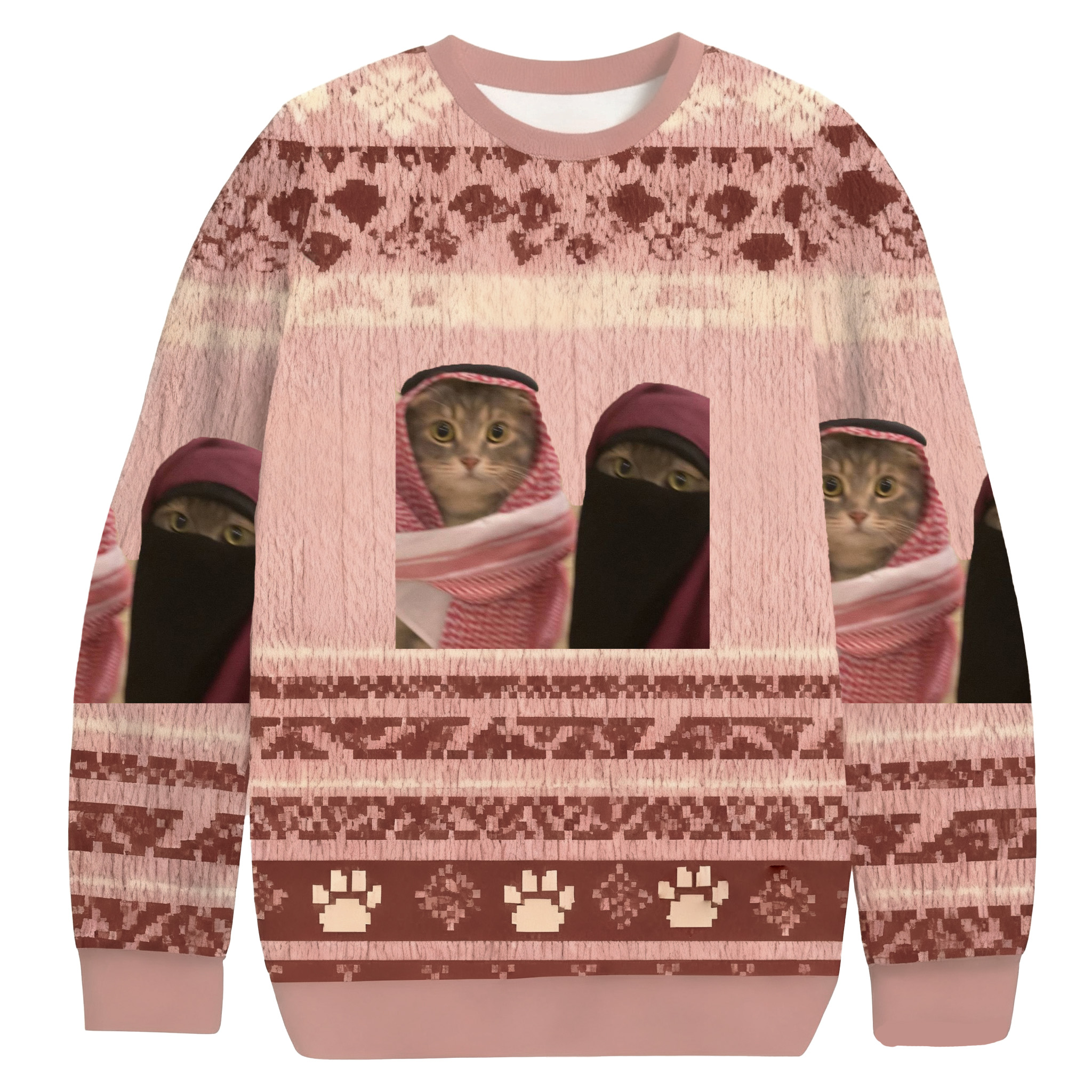 Cats In Arabic Dress Meme Ugly Sweatshirt
