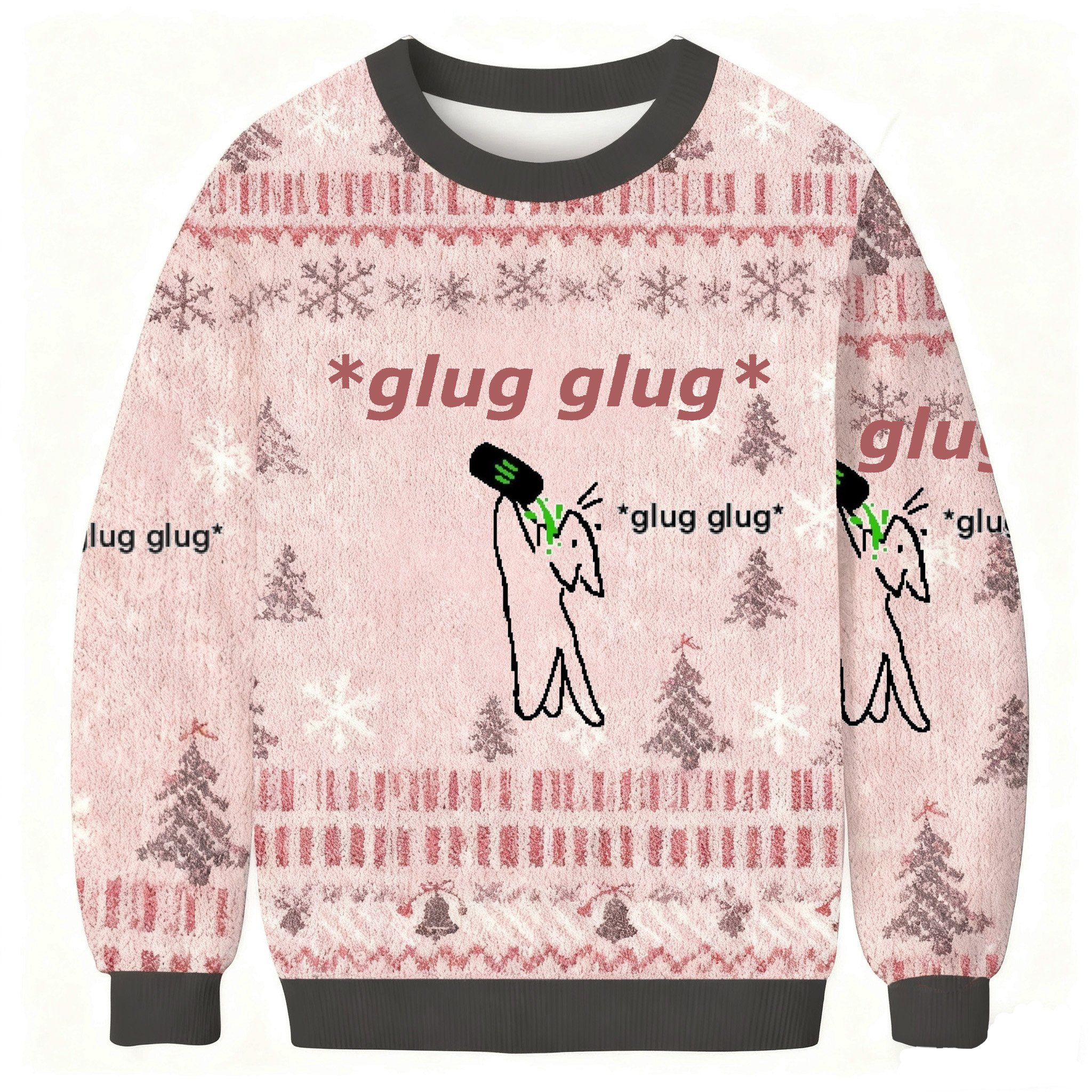 Glug Glug Cat Drinking Meme Ugly Sweatshirt