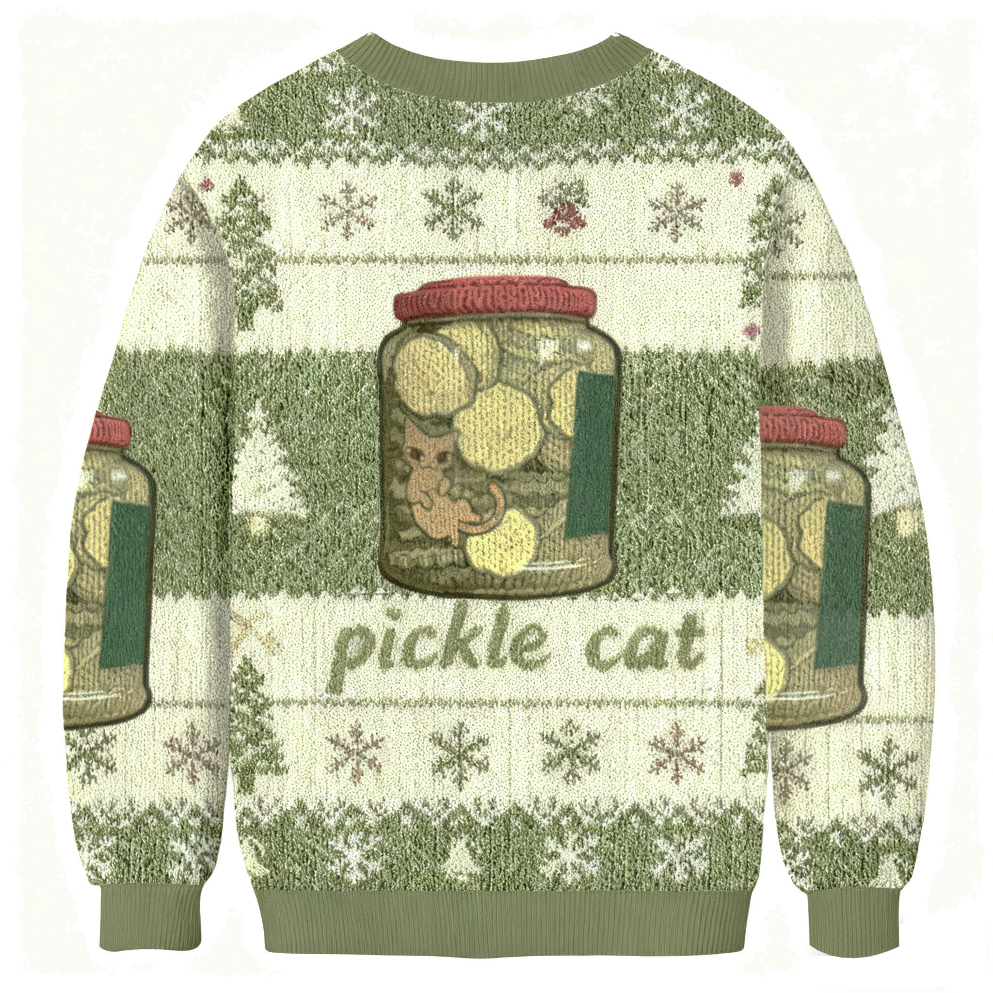 Pickle Cat In A Jar Christmas Ugly Sweatshirt