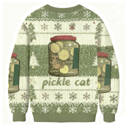 Pickle Cat In A Jar Christmas Ugly Sweatshirt