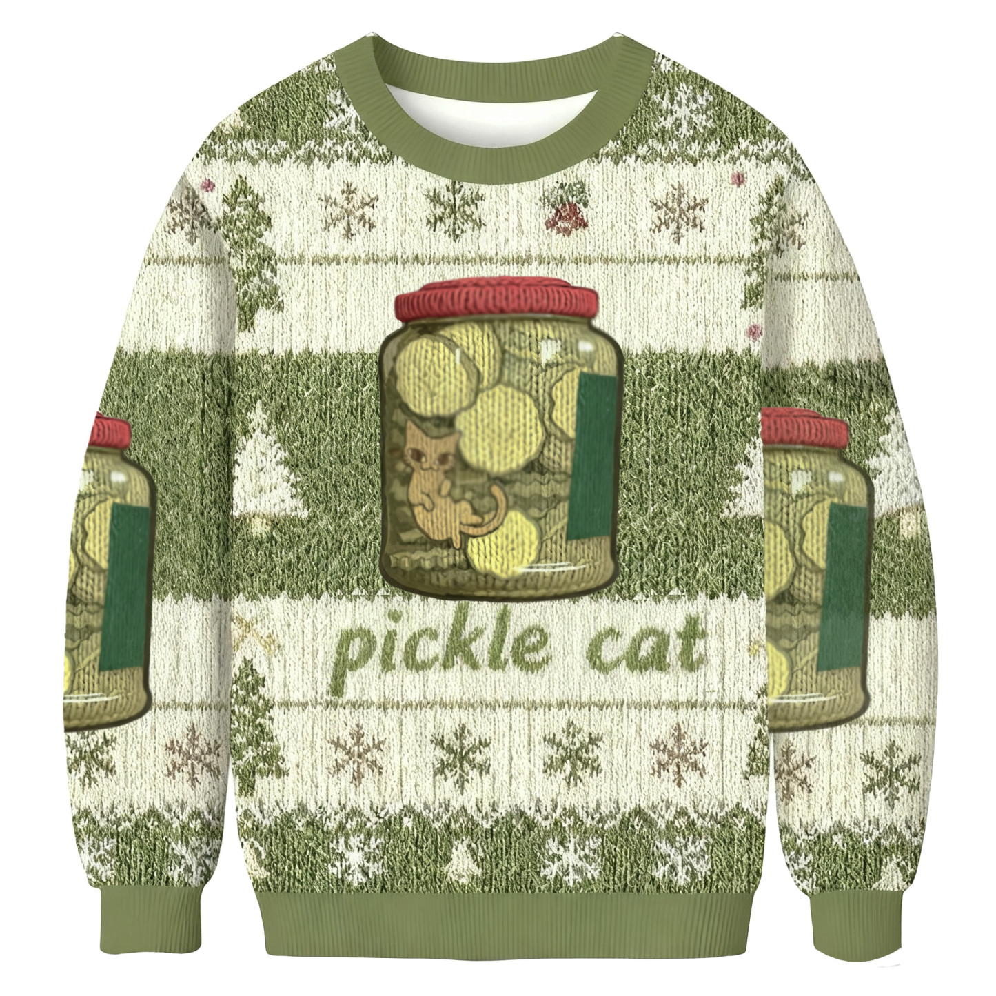 Pickle Cat In A Jar Christmas Ugly Sweatshirt