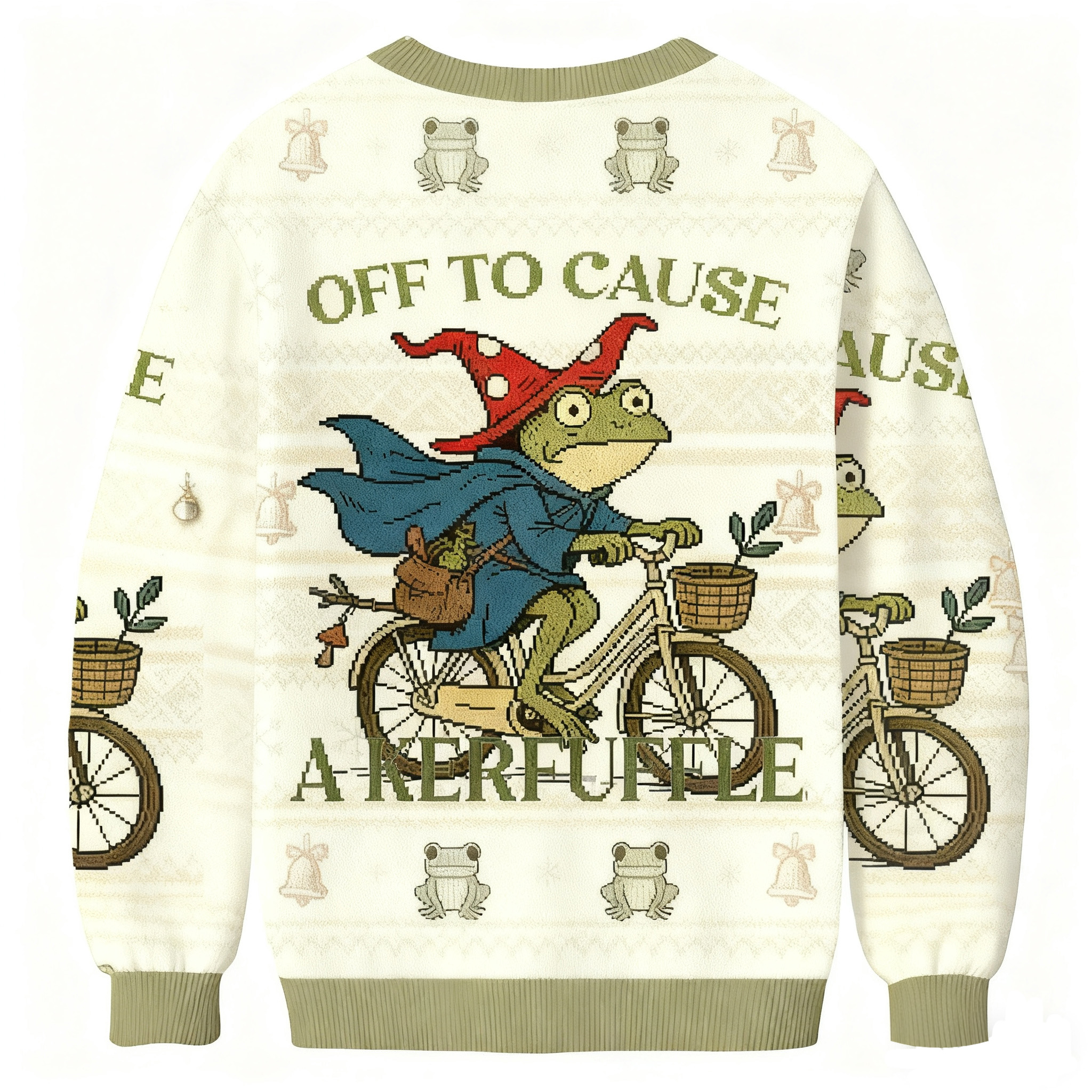 Off To Cause A Kerfuffle Funny Frog Christmas Ugly Sweatshirt