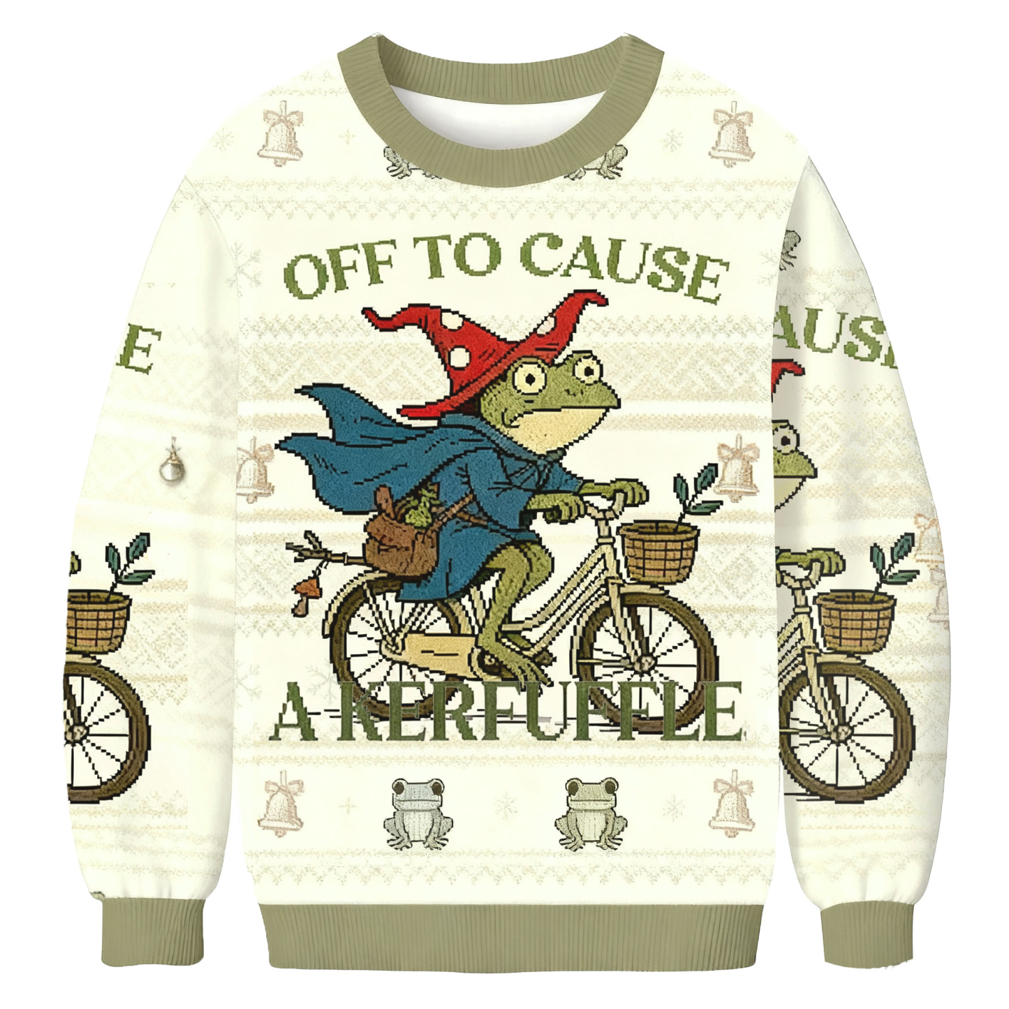Off To Cause A Kerfuffle Funny Frog Christmas Ugly Sweatshirt