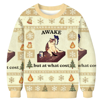 Awake But At What Cost Christmas Ugly Sweatshirt