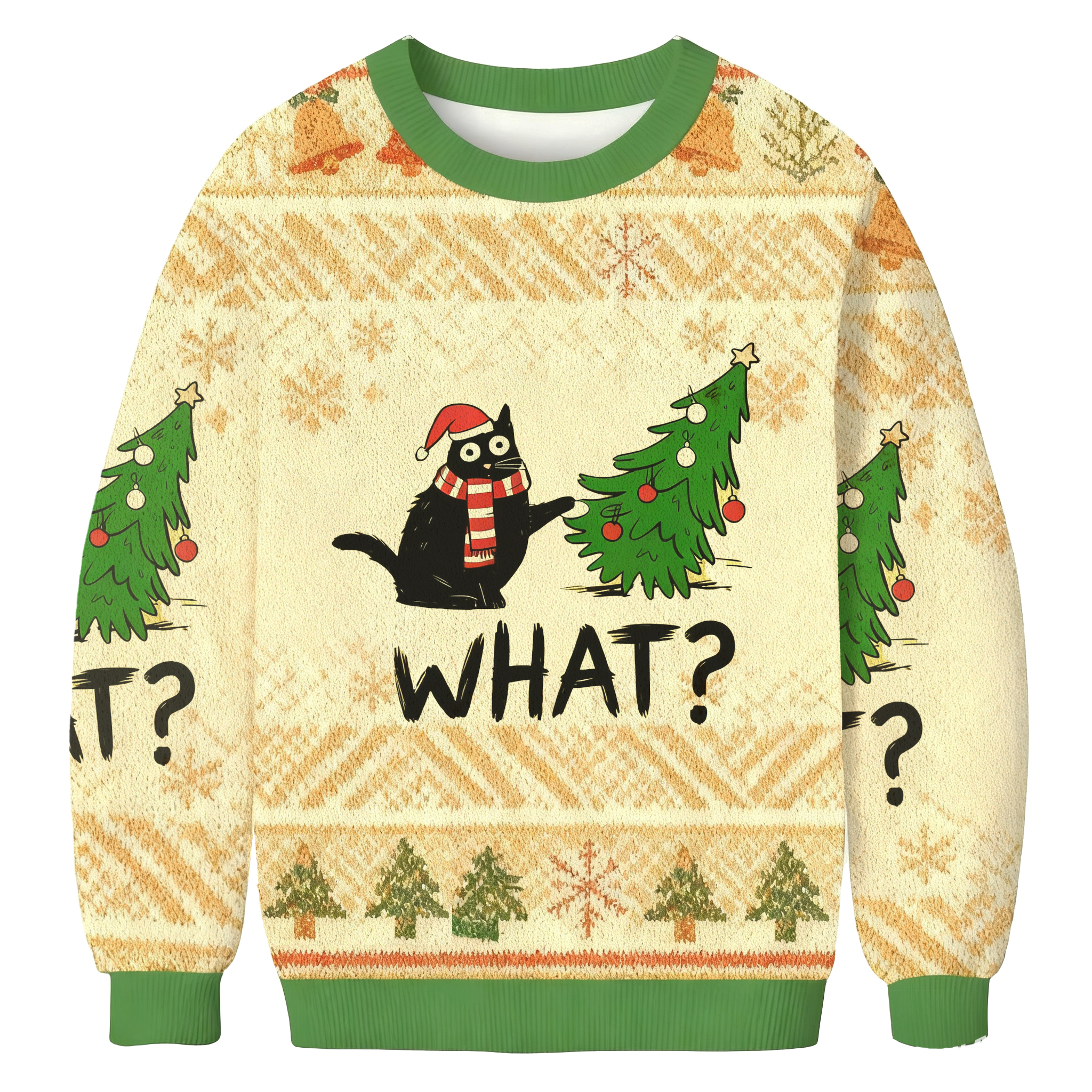 Cat Confused What Christmas Ugly Sweatshirt