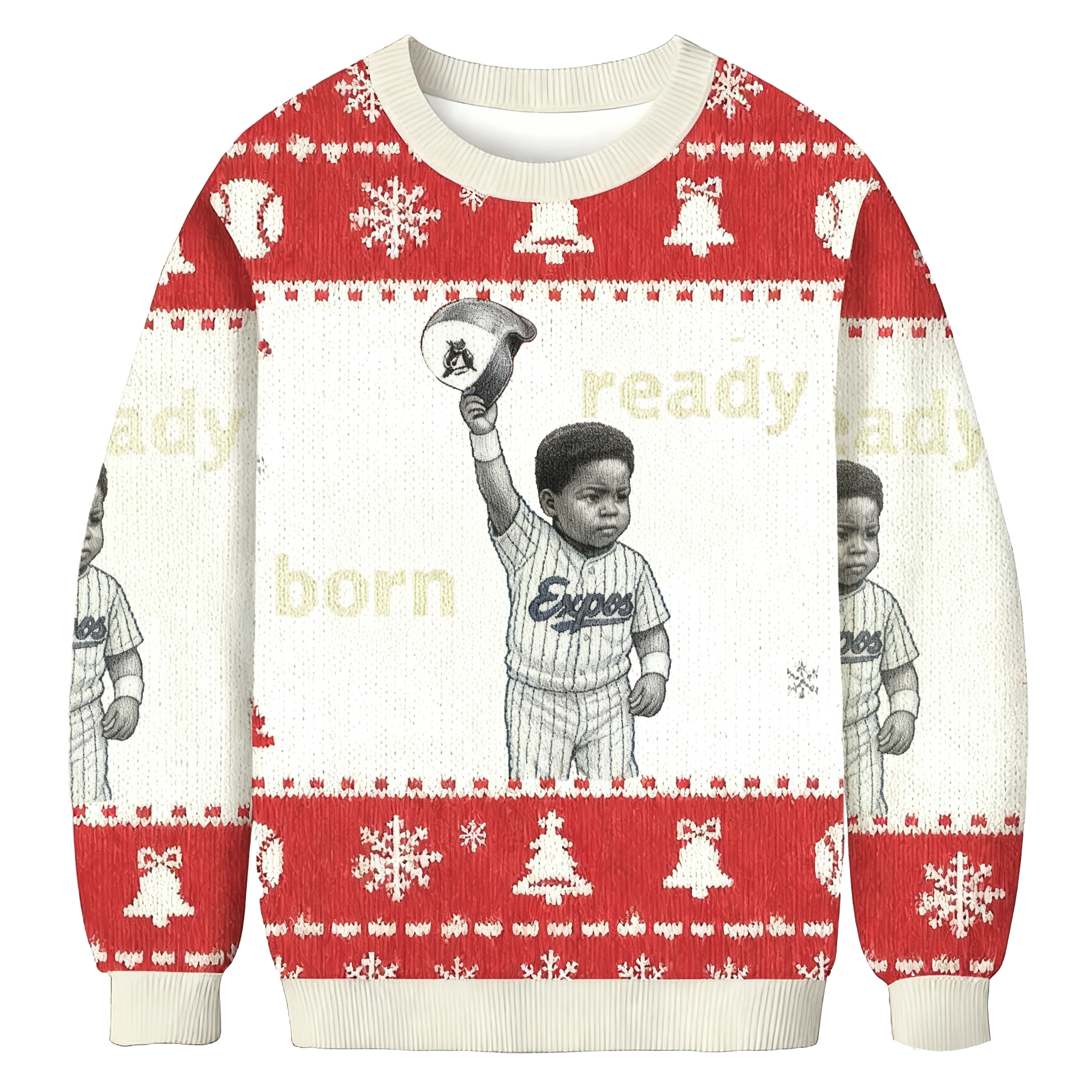 Born Ready Baseball Christmas Ugly Sweatshirt