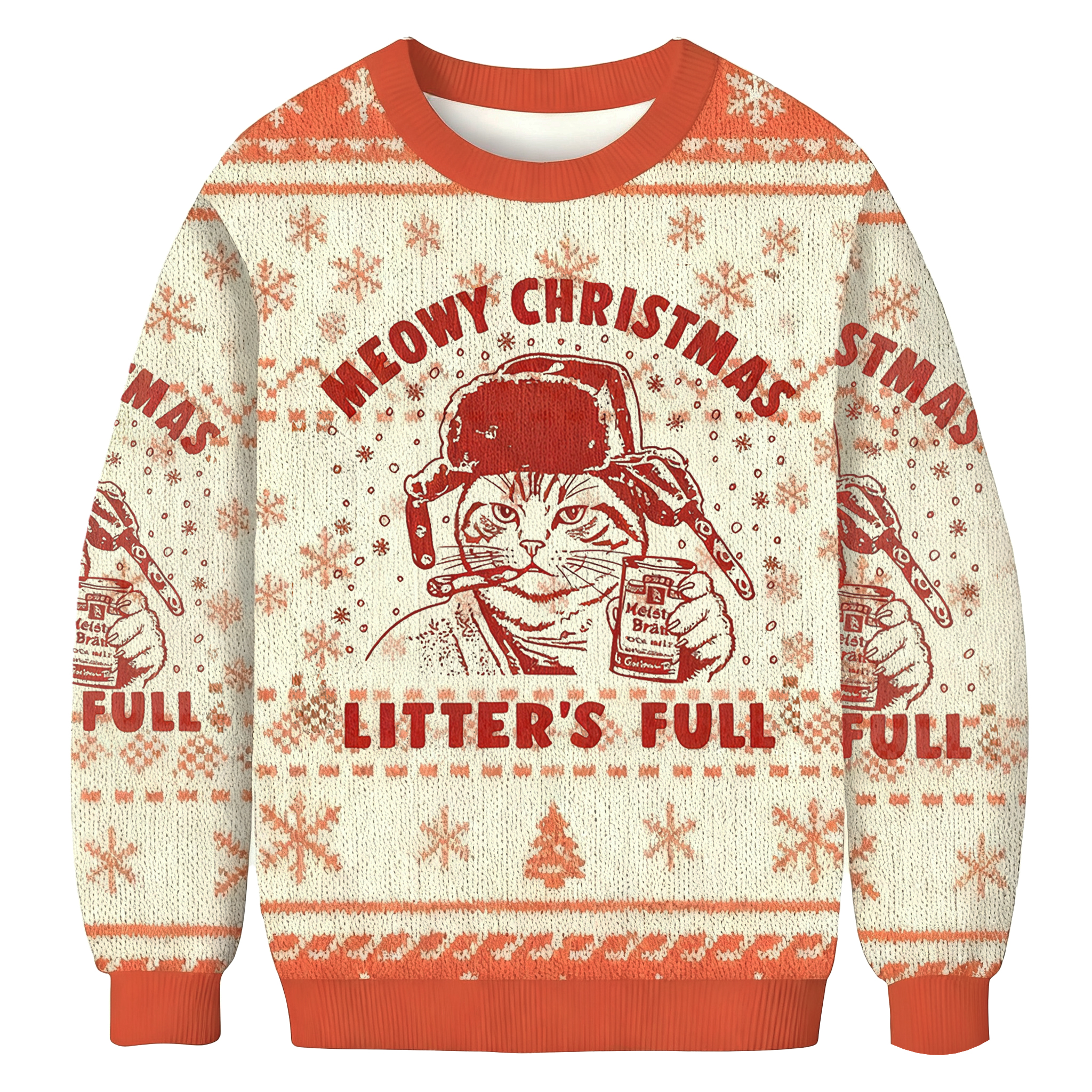 Meowy Christmas Litters Full Cat Christmas Ugly Sweatshirt
