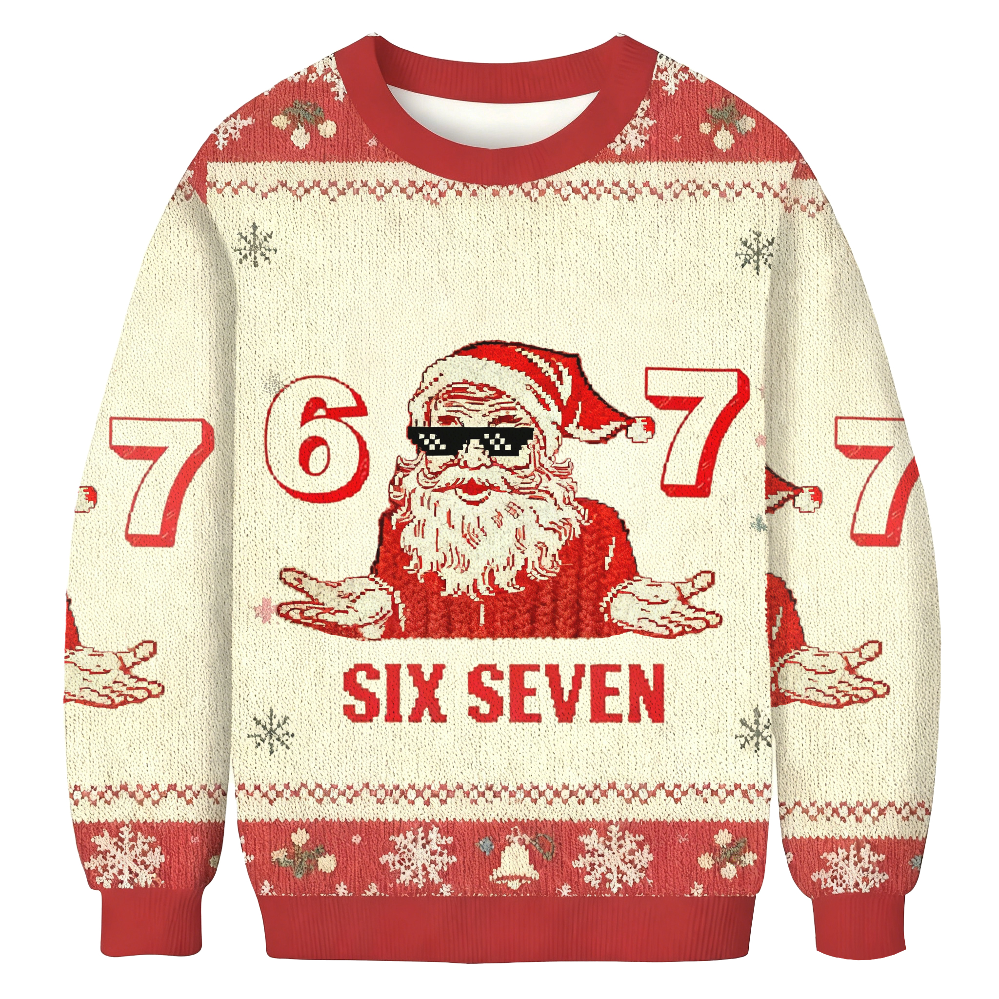 Baddiecat Santa Six Seven Christmas Ugly Sweatshirt