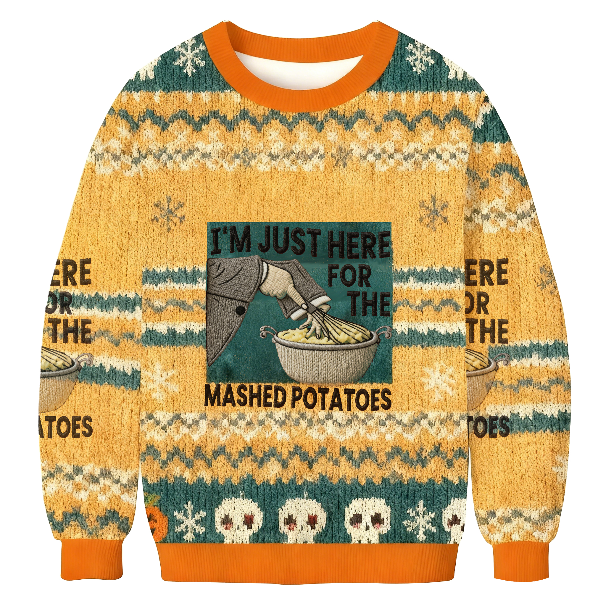 Baddiecat I'm Just Here For The Mashed Potatoes Christmas Ugly Sweatshirt