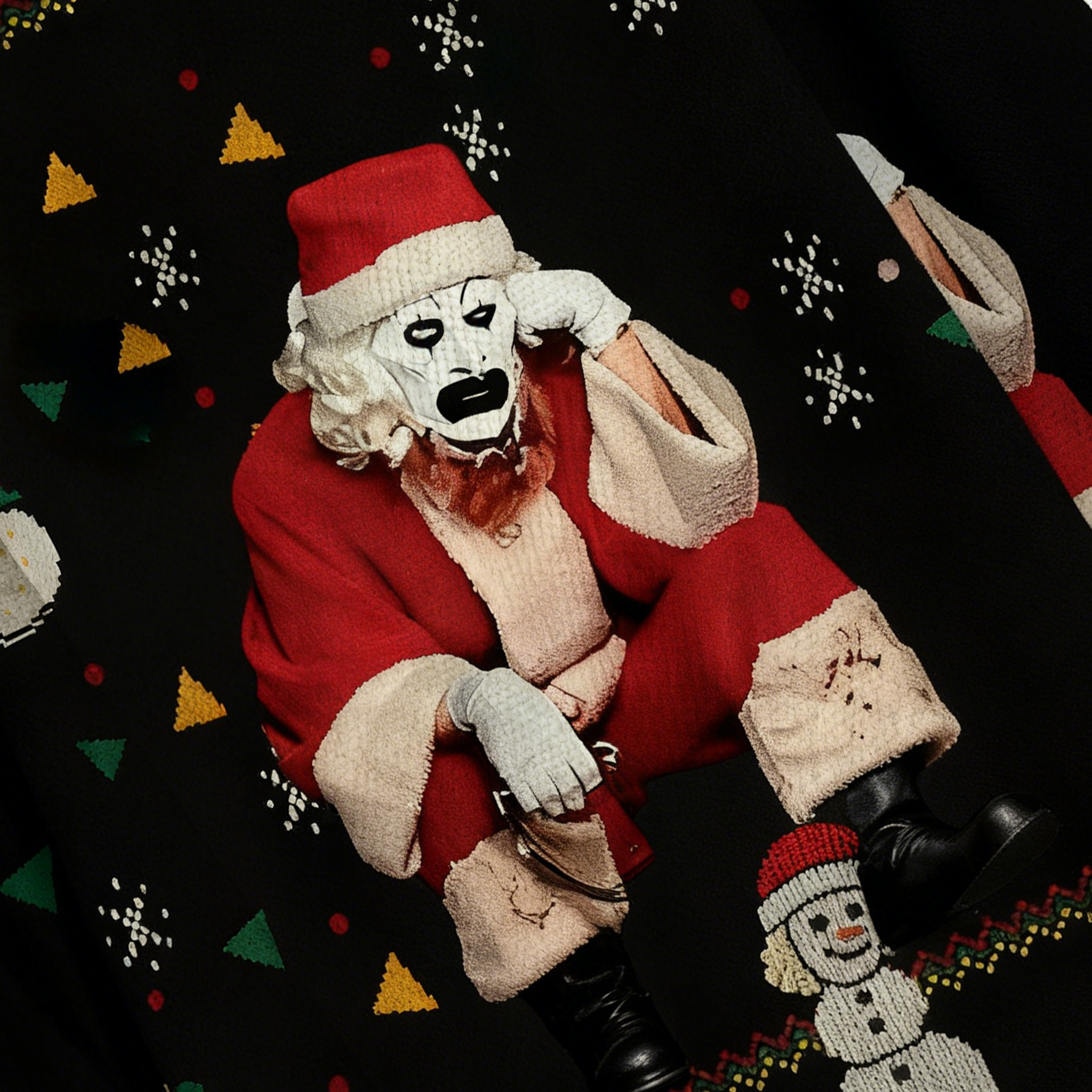 Baddiecat Creepy Santa Clown Christmas Ugly Sweatshirt
