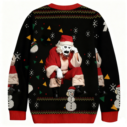 Baddiecat Creepy Santa Clown Christmas Ugly Sweatshirt