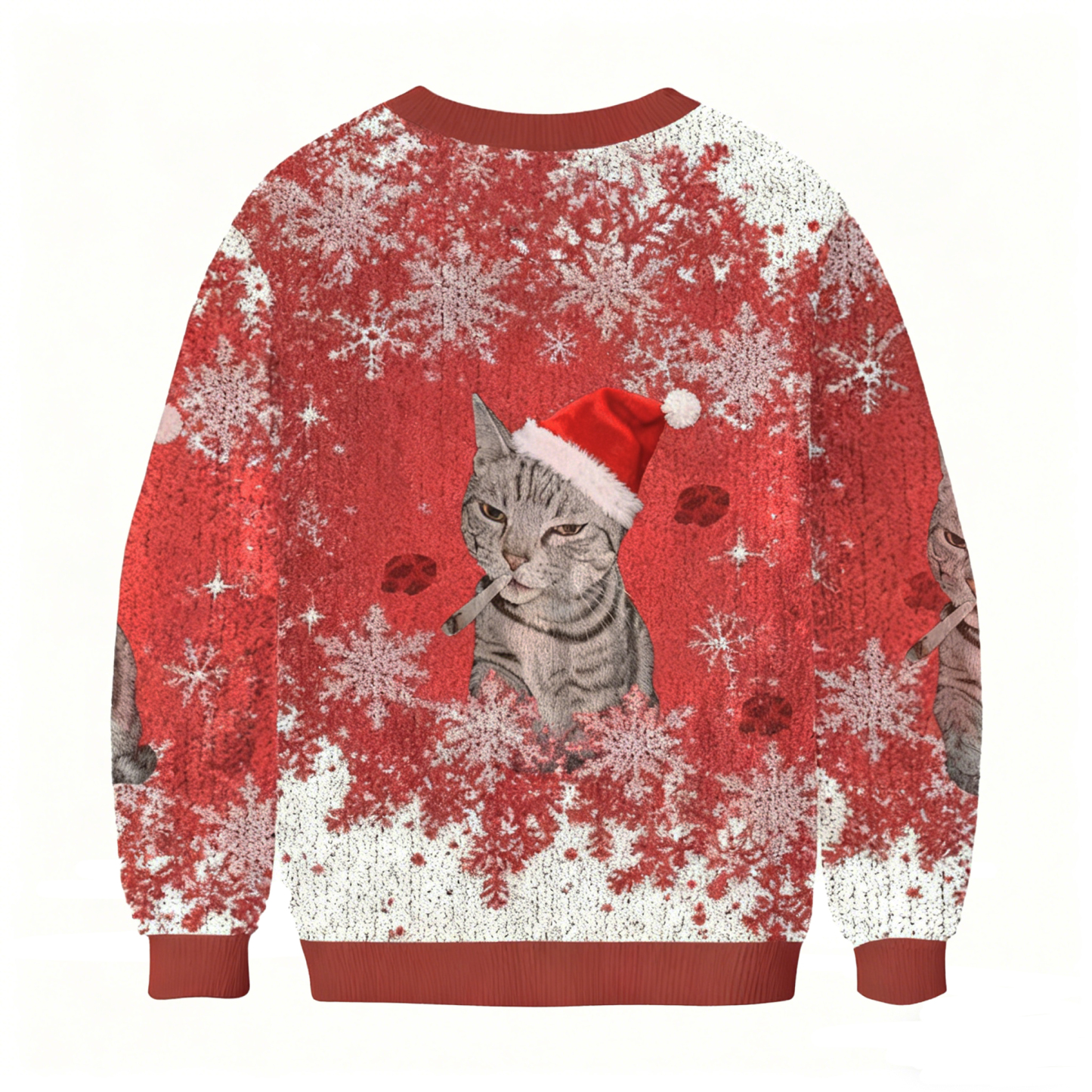 Baddiecat Smoking Cat Christmas Ugly Sweatshirt