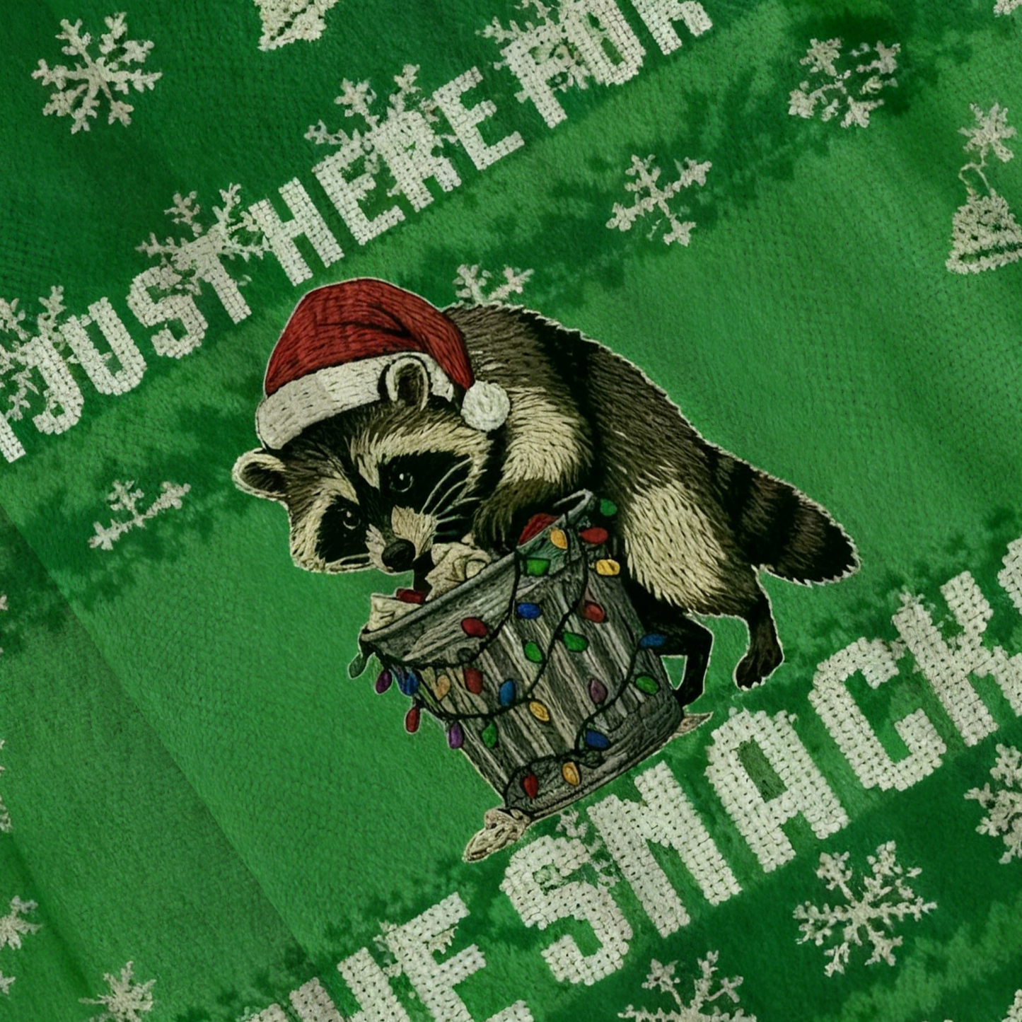 Baddiecat I'm Just Here For The Snacks Raccoon Christmas Ugly Sweatshirt