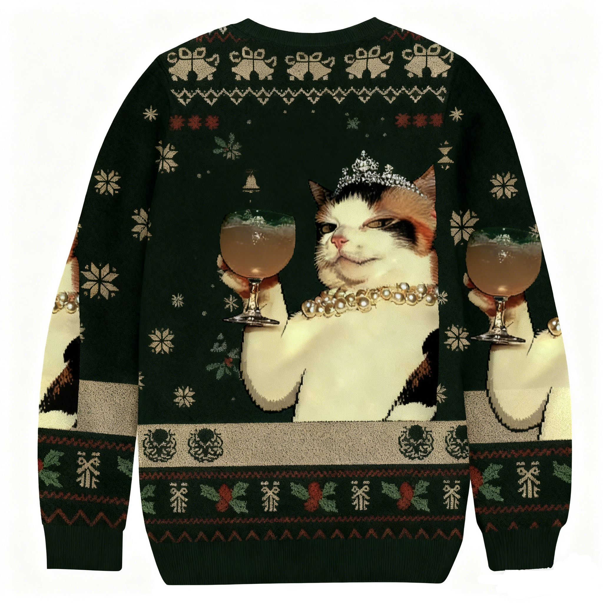 Baddiecat Champagne Cat Christmas Ugly Sweatshirt