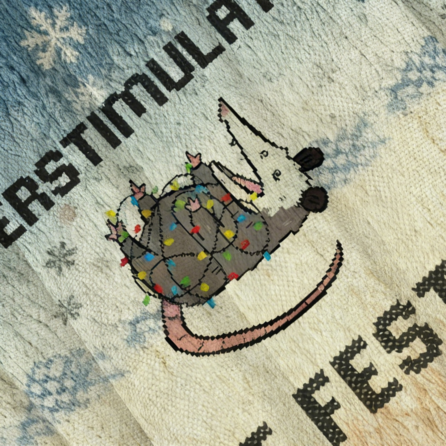 Baddiecat Overstimulated But Festive Opossum Christmas Ugly Sweatshirt