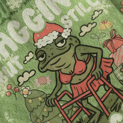Baddiecat Sagging But Still Gagging Frog Christmas Ugly Sweatshirt