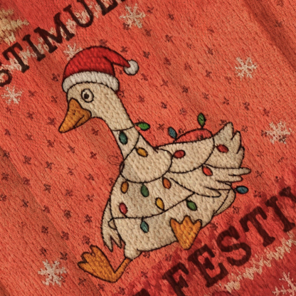 Baddiecat Overstimulated But Festive Goose Christmas Ugly Sweatshirt