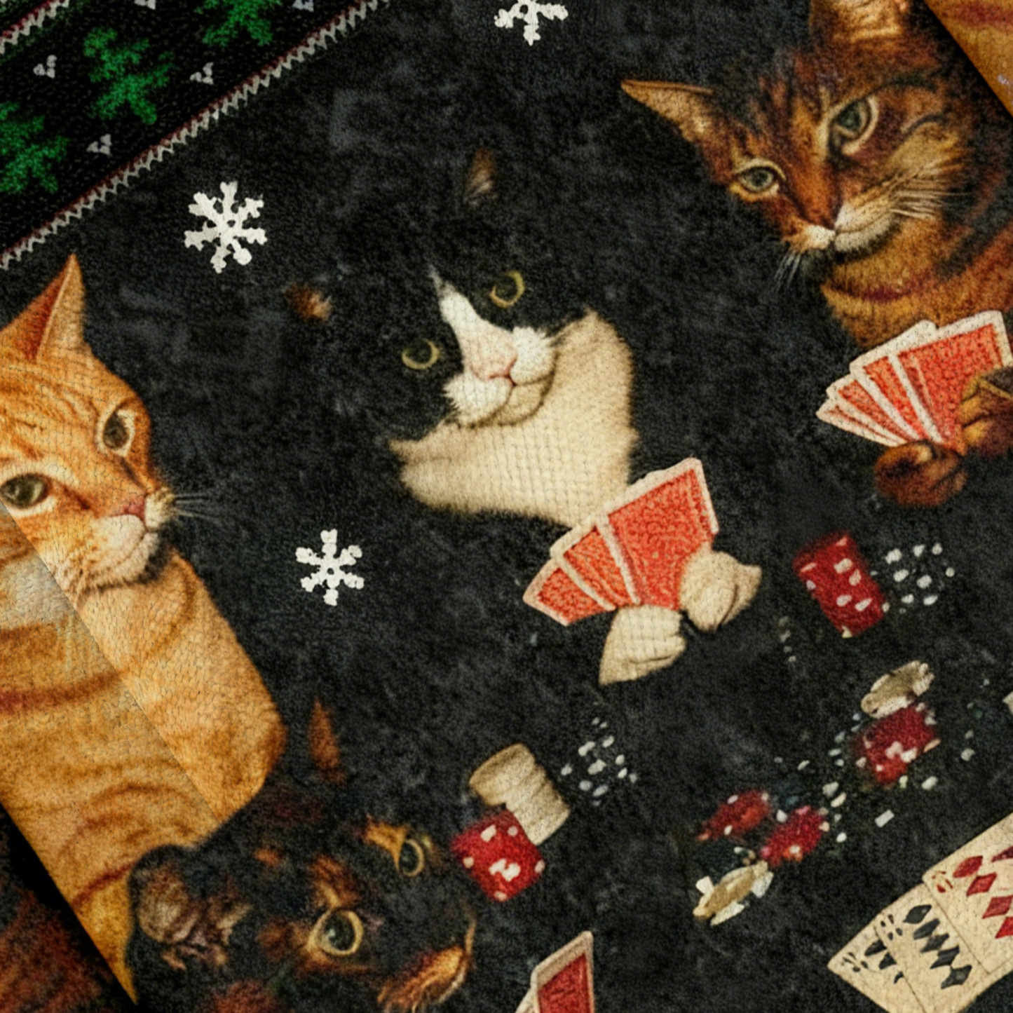 Baddiecat Card Poker Game Cats Christmas Ugly Sweatshirt