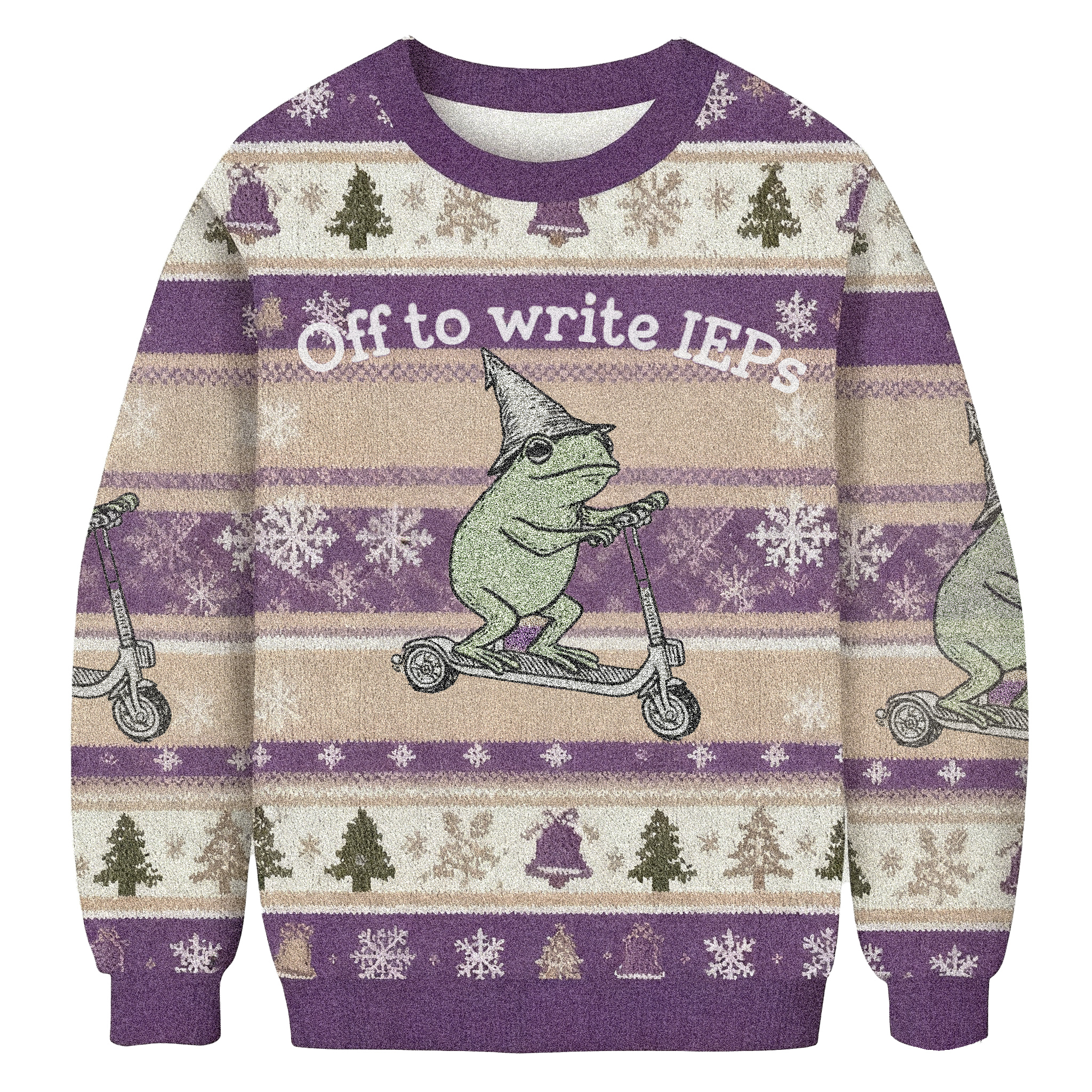 Baddiecat Off To Write IEPs Wizard Frog Christmas Ugly Sweatshirt