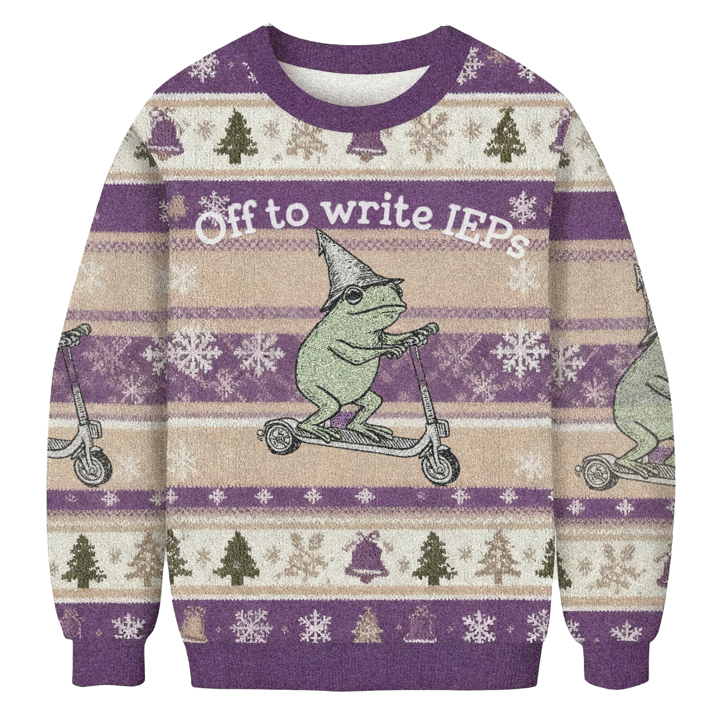Baddiecat Off To Write IEPs Wizard Frog Christmas Ugly Sweatshirt