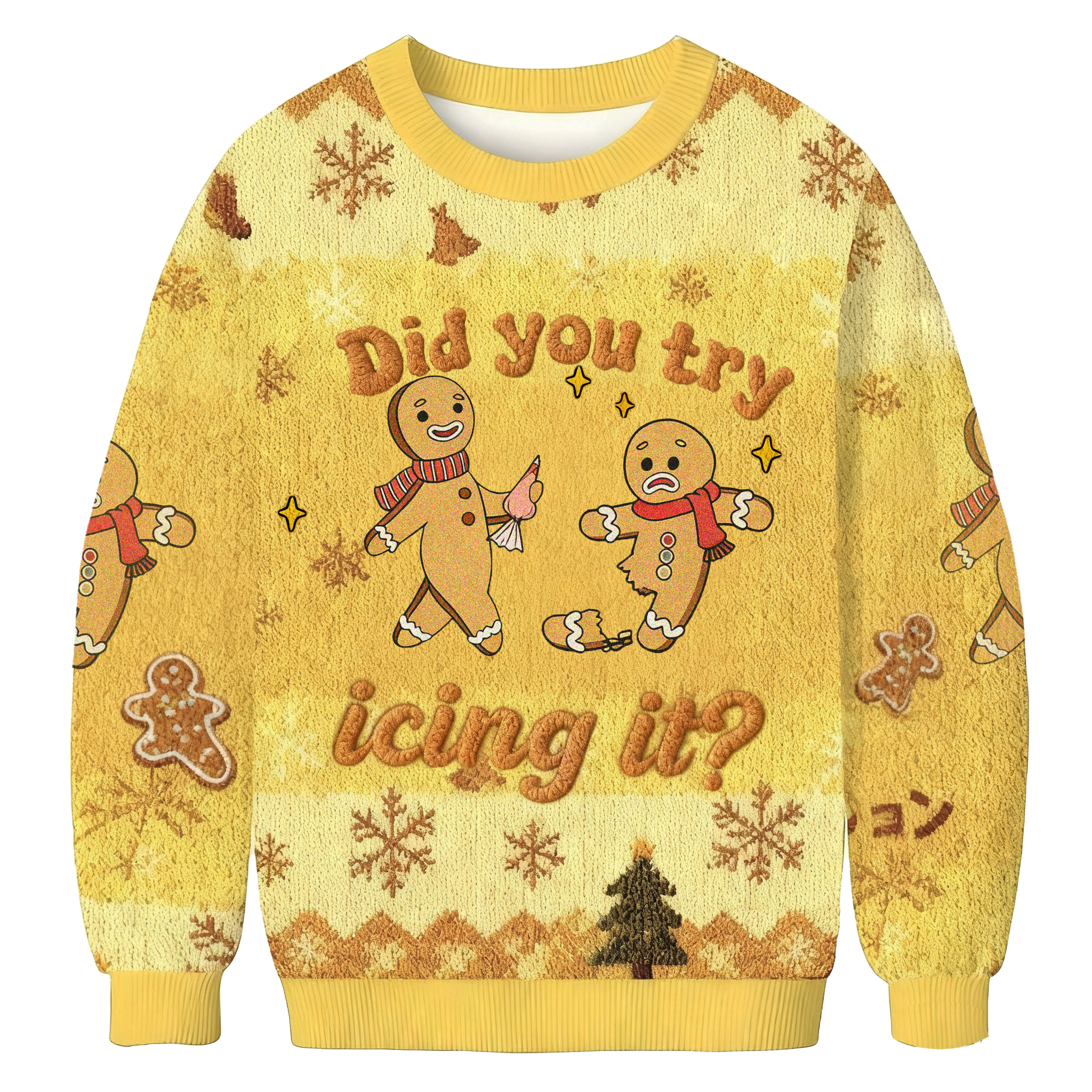 Baddiecat Did You Try Icing It Gingerbread Christmas Ugly Sweatshirt