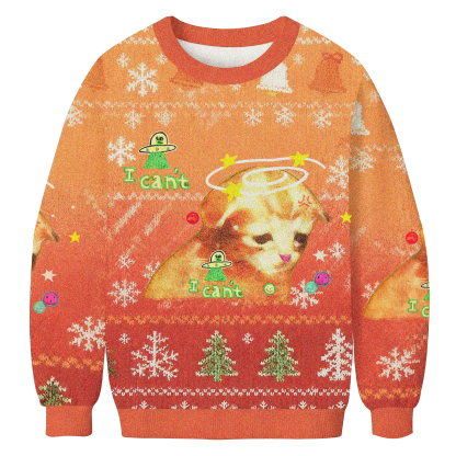 Baddiecat I Can't Kitten Christmas Ugly Sweatshirt