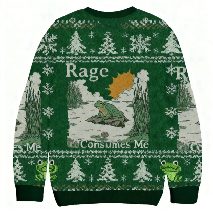 Baddiecat Rage Consumes Me Christmas Ugly Sweatshirt