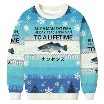 Baddiecat To A Lifetime Fish Christmas Ugly Sweatshirt