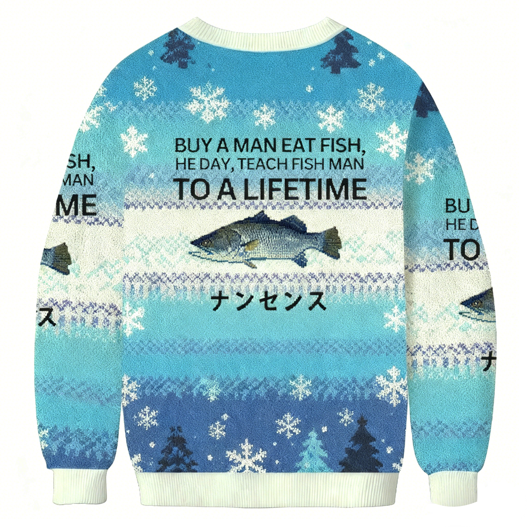 Baddiecat To A Lifetime Fish Christmas Ugly Sweatshirt