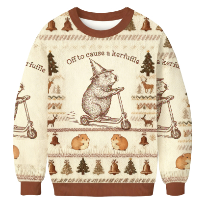 Baddiecat Wizard Guinea Pig Off To Cause A Kerfuffle Christmas Ugly Sweatshirt