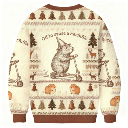 Baddiecat Wizard Guinea Pig Off To Cause A Kerfuffle Christmas Ugly Sweatshirt