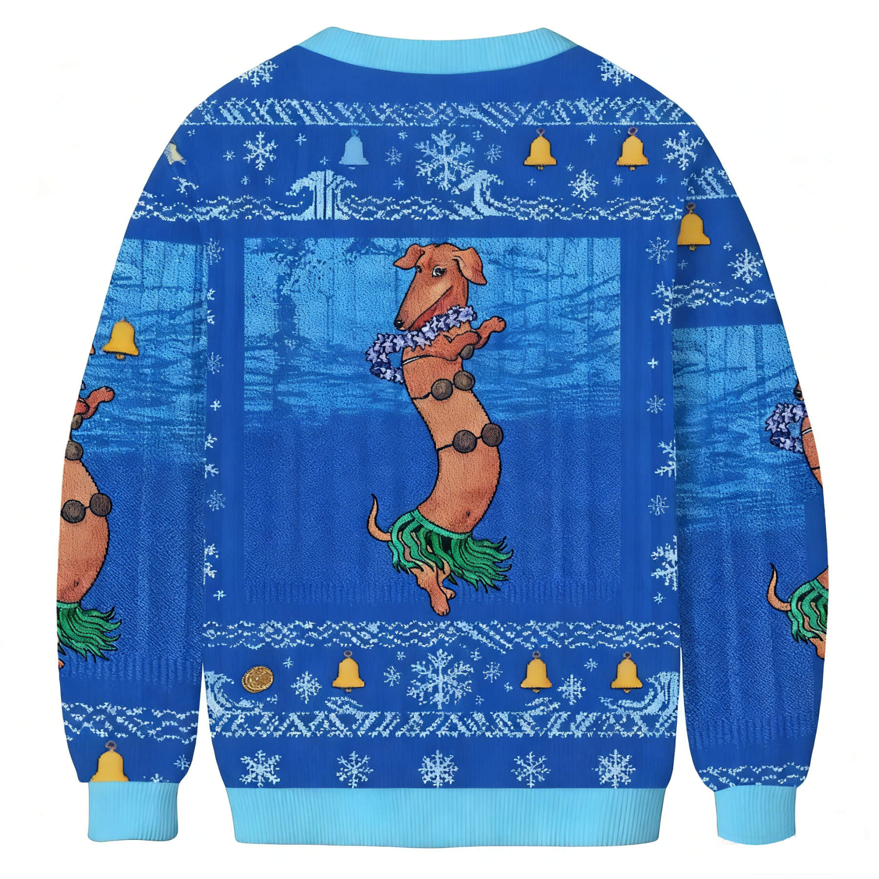 Baddiecat Hula Dancing Dachshund Christmas Ugly Sweatshirt