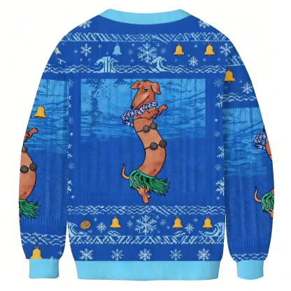 Baddiecat Hula Dancing Dachshund Christmas Ugly Sweatshirt