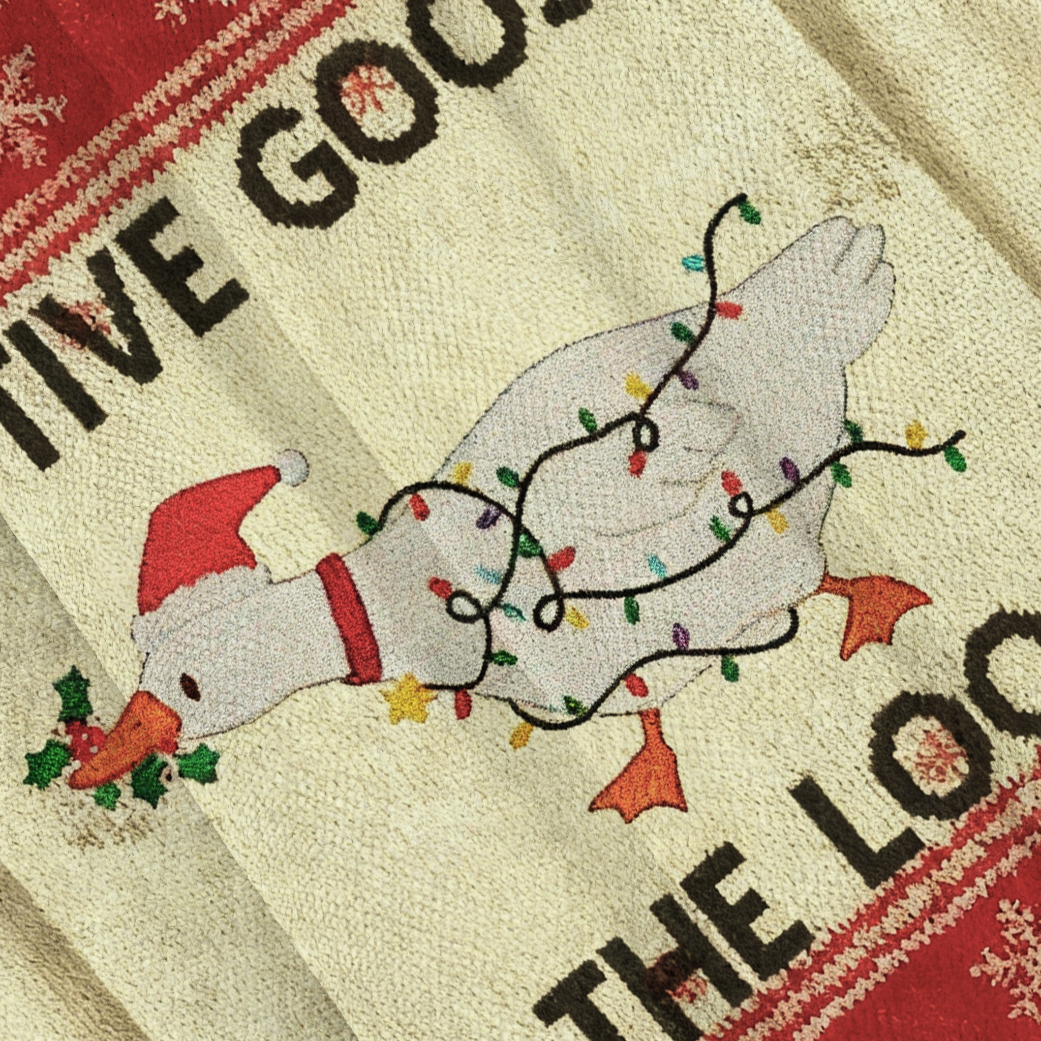 Baddiecat Festive Goose On The Loose Christmas Ugly Sweatshirt