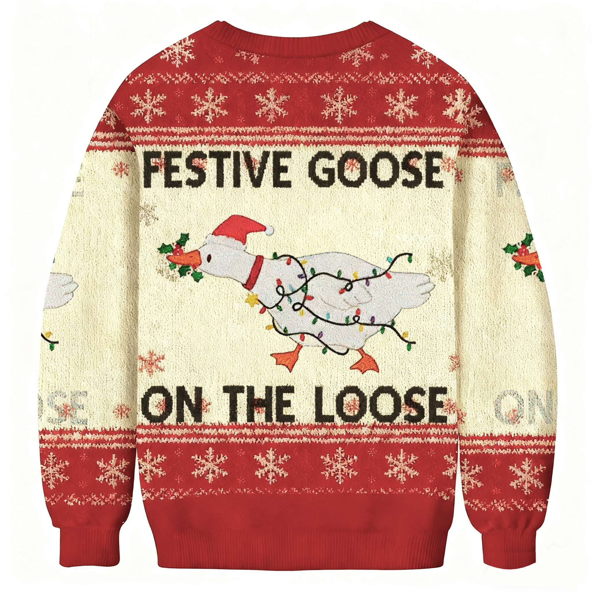 Baddiecat Festive Goose On The Loose Christmas Ugly Sweatshirt