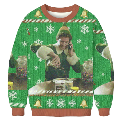 Baddiecat Christmas Elf Christmas Ugly Sweatshirt
