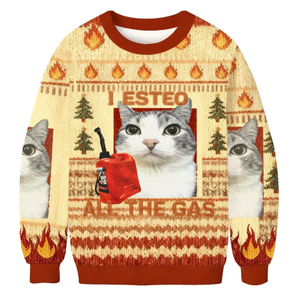 Baddiecat I Esteo All The Gas Christmas Ugly Sweatshirt
