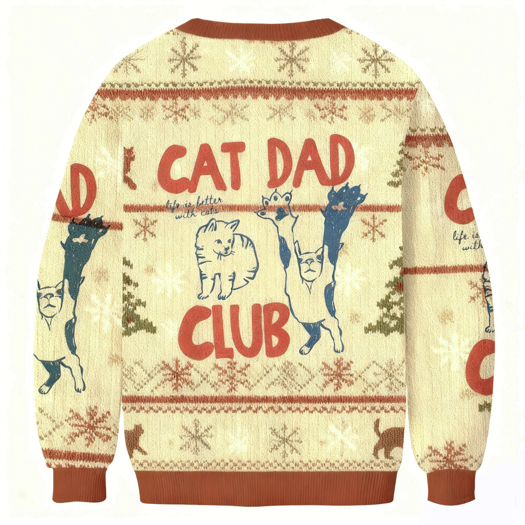 Baddiecat Cat Dad Club Christmas Ugly Sweatshirt