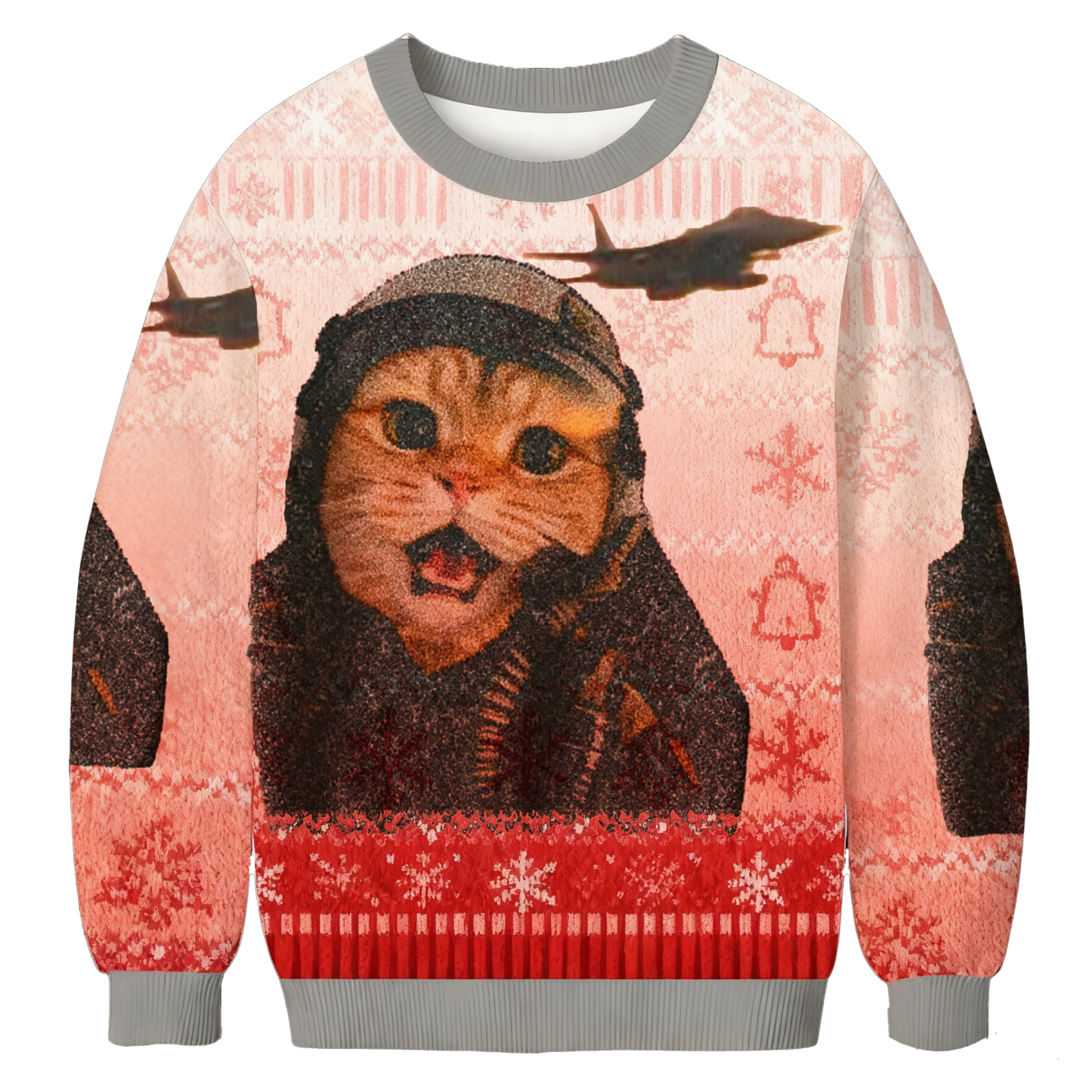 Baddiecat Cat Pilot Christmas Ugly Sweatshirt