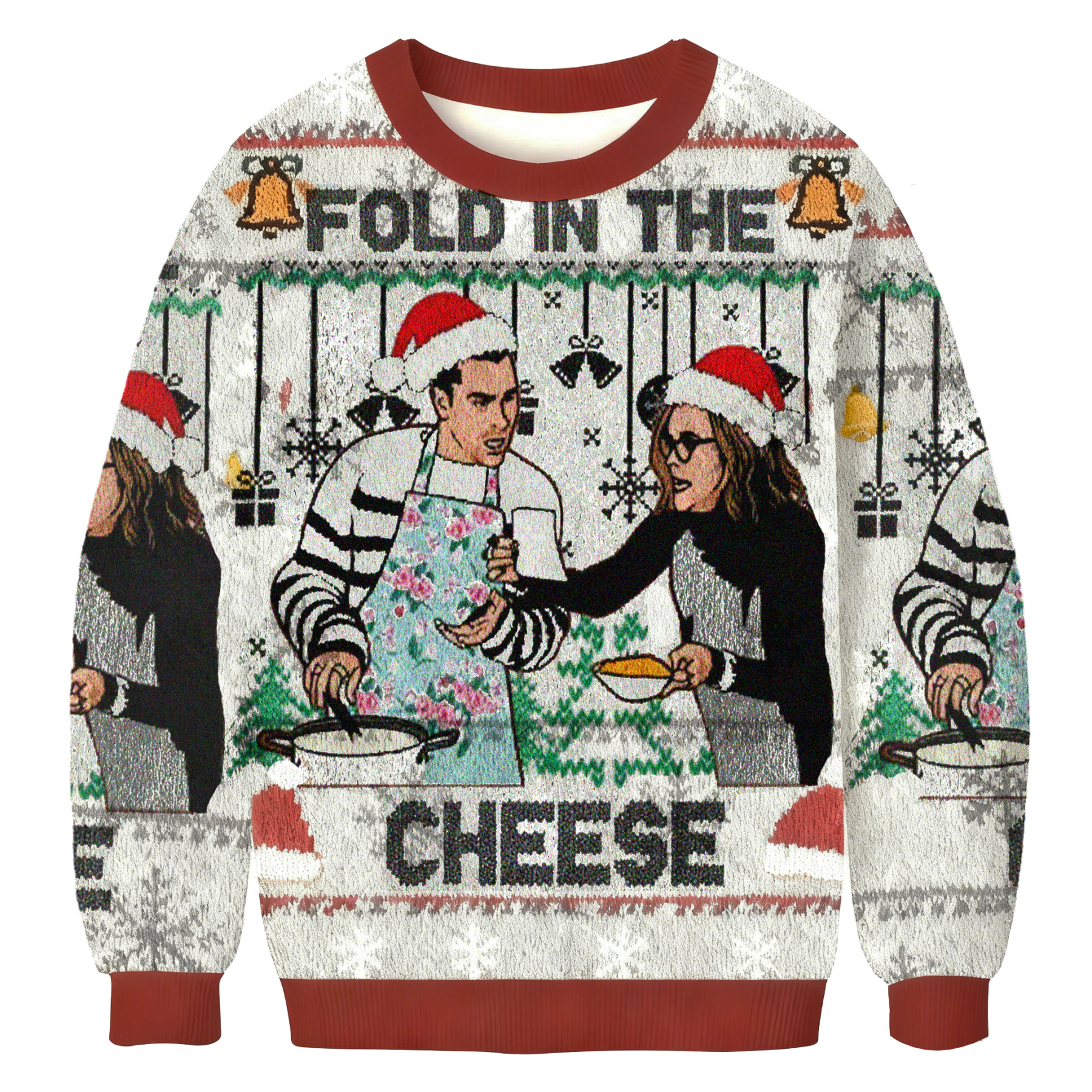 Baddiecat Fold In The Cheese Christmas Ugly Sweatshirt