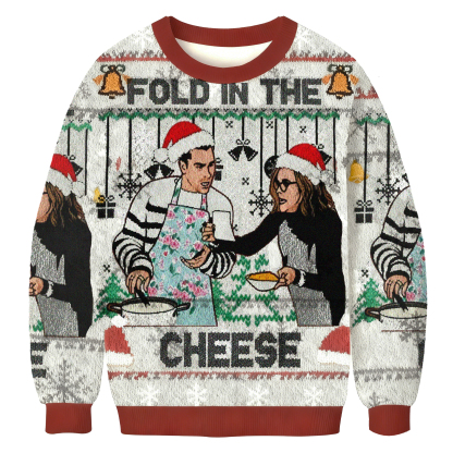 Baddiecat Fold In The Cheese Christmas Ugly Sweatshirt