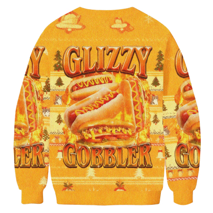 Baddiecat Glizzy Gobbler Hot Dog Christmas Ugly Sweatshirt