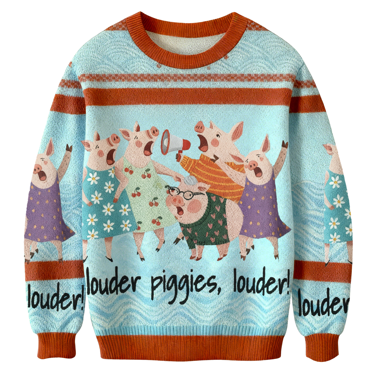 Baddiecat Louder Piggies Louder Christmas Ugly Sweatshirt