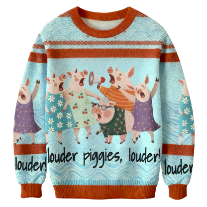 Baddiecat Louder Piggies Louder Christmas Ugly Sweatshirt