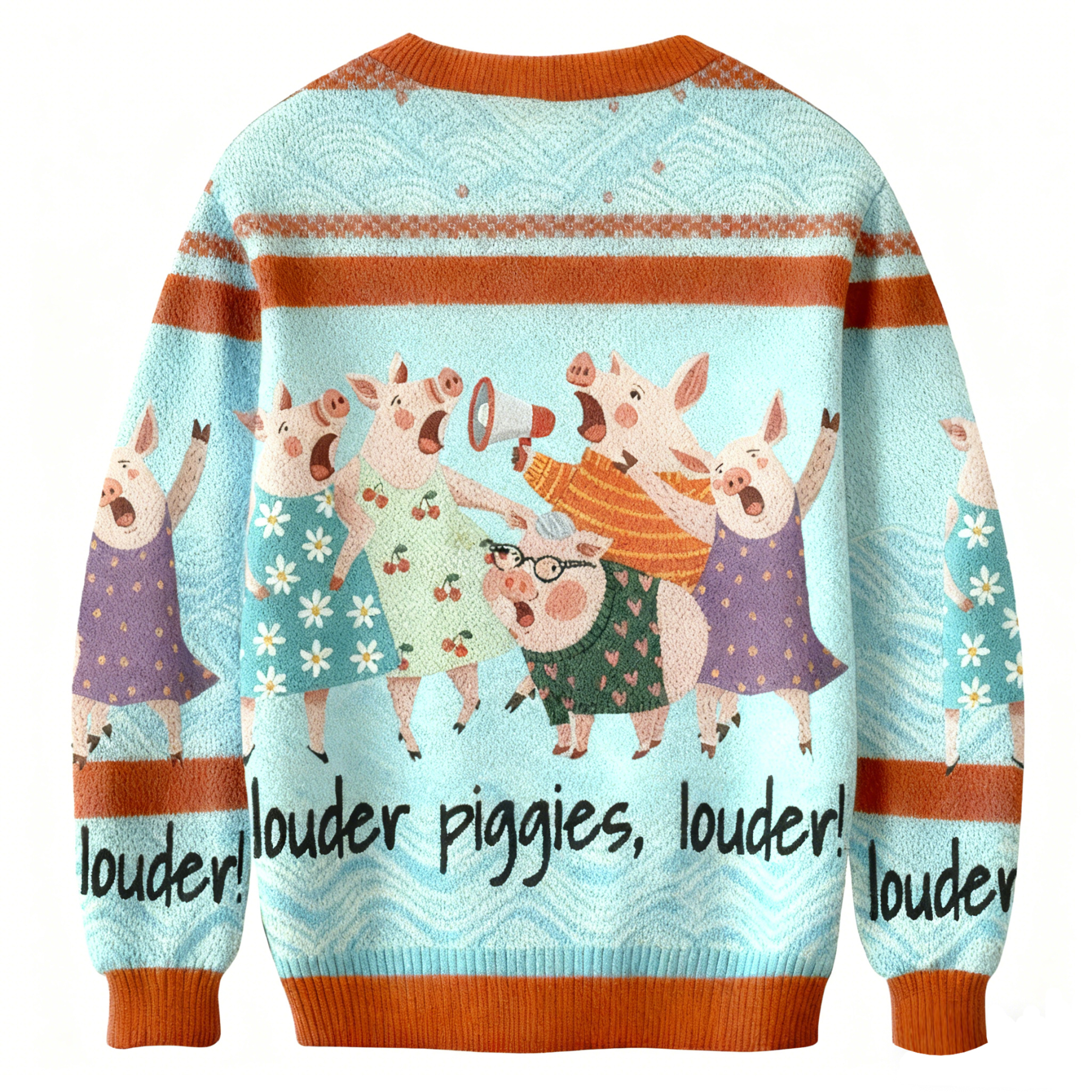 Baddiecat Louder Piggies Louder Christmas Ugly Sweatshirt