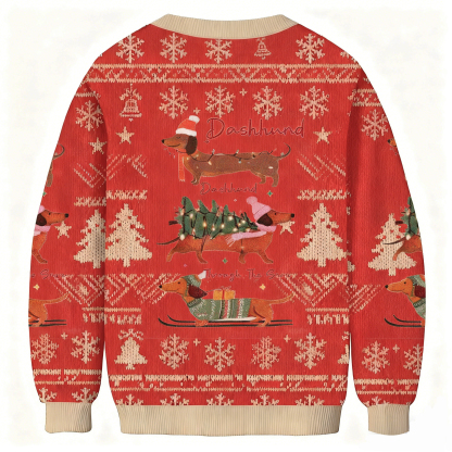 Baddiecat Dachshund Through The Snow Christmas Ugly Sweatshirt