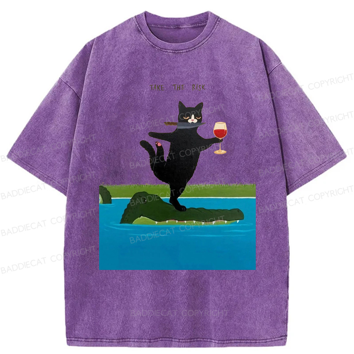 Baddiecat Cat Take The Risk Washed T-shirt